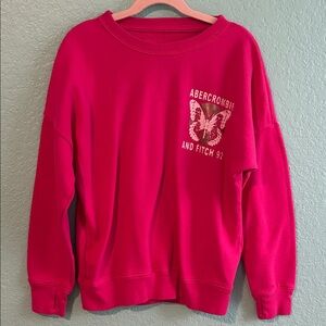 Abercrombie & Fitch Women's Bright Pink Crew Neck Sweater